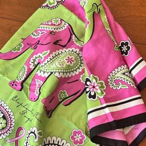 Vera Bradley silk scarf.  Elephants never forget (breast cancer awareness) nwot